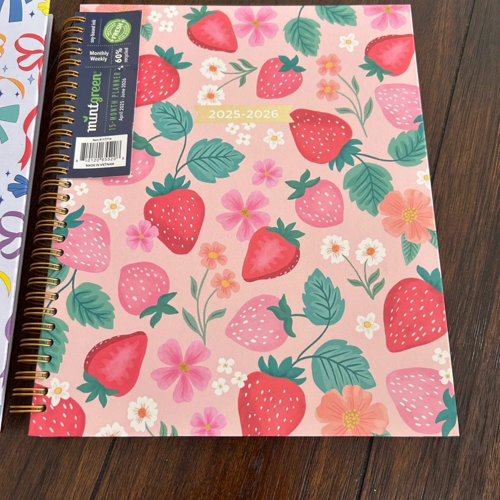 Pen Gear & Mint Green Colorful Bow Design Weekly Planner 2 pieces